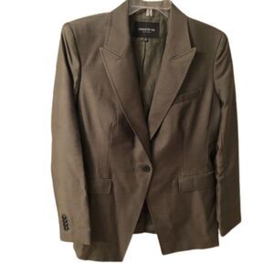 Lafayette 148 New York Olive Green Single-Button Wool Blazer